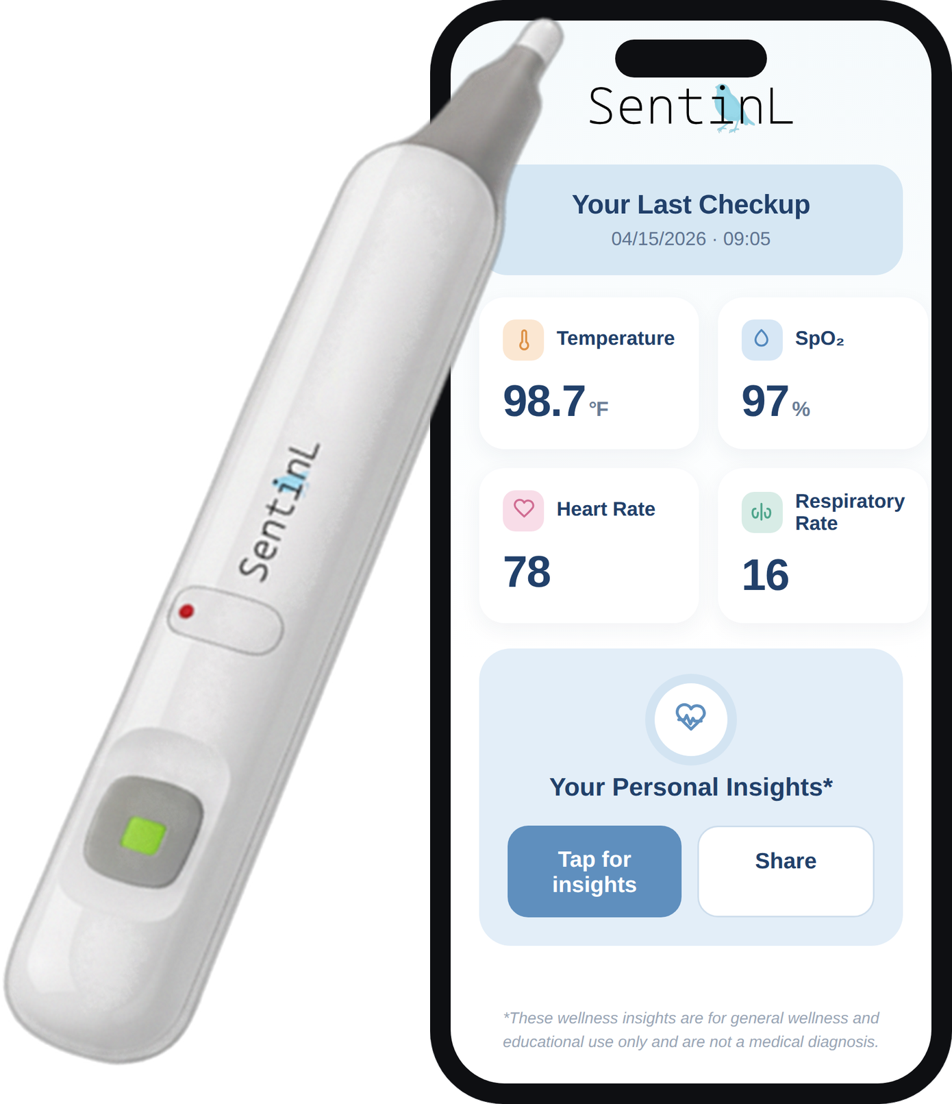 SentinL handheld device with companion app